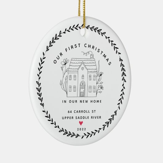 Ons eerste kerstnieuwhuis keramisch ornament (Rechts)