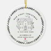 Ons eerste kerstnieuwhuis keramisch ornament (Voorkant)