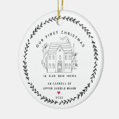 Ons eerste kerstnieuwhuis keramisch ornament (Links)