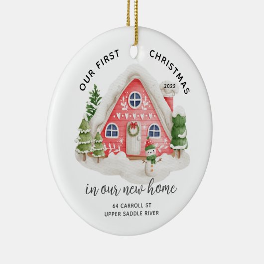 Ons eerste kerstnieuwhuis keramisch ornament (Rechts)