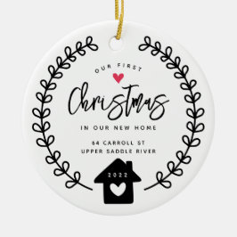 Ons eerste kerstnieuwhuis keramisch ornament