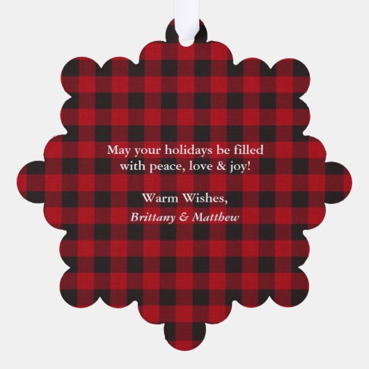 Ons eerste kerstpaar foto rood geplakt ornament kaart (Achterkant)