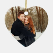 Ons eerste kerstpaar noemt foto's liefdeshart keramisch ornament (Achterkant)