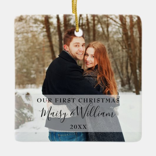 Ons eerste kerstparse script noemt foto's keramisch ornament (Voorkant)