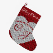 Ons eerste kerstrood woolen kont Heart Monogram Grote Kerstsok (Voorkant (Hangend))