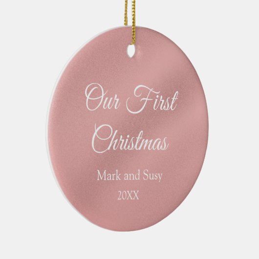 Ons eerste kerstRoos Gold Keramisch Ornament (Rechts)