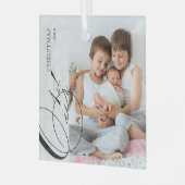 Ons eerste kerstscript - Verticale foto Snowflake Glas Ornament (Voorkant links)