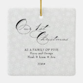 Ons eerste kerstscript - Verticale foto Snowflake Keramisch Ornament (Achterkant)