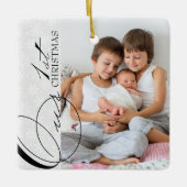 Ons eerste kerstscript - Verticale foto Snowflake Keramisch Ornament (Voorkant)