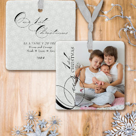 Ons eerste kerstscript - Verticale foto Snowflake Keramisch Ornament