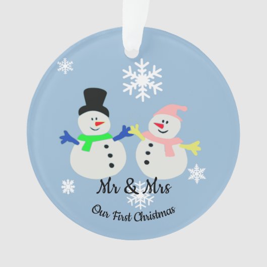 Ons eerste kerstsneeuwpaar Ornament (voorkant)