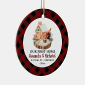 Ons eerste kerststinkflannel thuis keramisch ornament (Rechts)