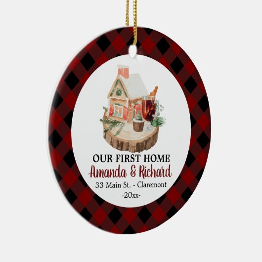 Ons eerste kerststinkflannel thuis keramisch ornament (Rechts)