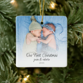 Ons eerste kersttweelingjaar met foto-overlay: jaa keramisch ornament