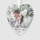 Ons eerste kerstvoorste en achterste fotohart ornament (voorkant)
