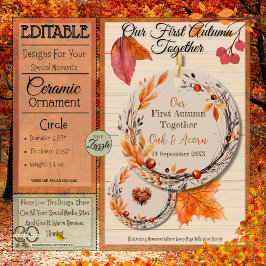 Ons eerste najaar samen: naam en datum Herfst kran Keramisch Ornament