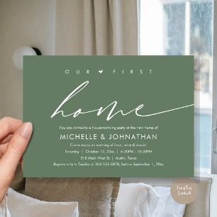 Ons eerste nieuwe huis, housewarming party kaart