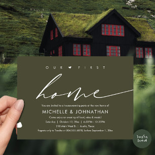 Ons eerste nieuwe huis, housewarming party kaart