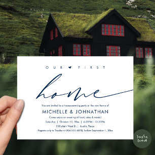 Ons eerste nieuwe huis, housewarming party kaart