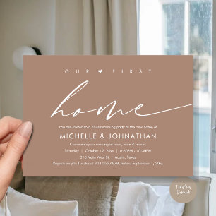 Ons eerste nieuwe huis, housewarming party kaart