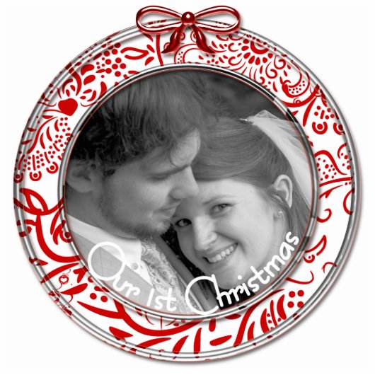 Ons eerste Ornament rood Fotobeeldje Ornament (Voorkant)