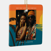 Ons eerste paar Passen getrouwd Keramisch Ornament (Rechts)