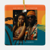 Ons eerste paar Passen getrouwd Keramisch Ornament (Voorkant)