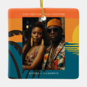 Ons eerste paar Passen getrouwd Keramisch Ornament (Voorkant)