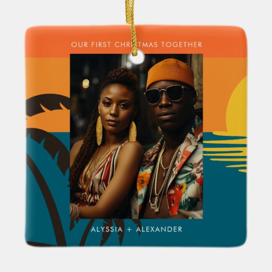 Ons eerste paar Passen getrouwd Keramisch Ornament (Voorkant)