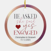 Ons eerste Roos Gold Kerstmis Keramisch Ornament (Achterkant)