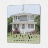 Ons eerste startpunt 2 Zwart fotoscript voor House Keramisch Ornament (Links)