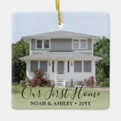 Ons eerste startpunt 2 Zwart fotoscript voor House Keramisch Ornament (Voorkant)