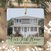Ons eerste startpunt 2 Zwart fotoscript voor House Keramisch Ornament