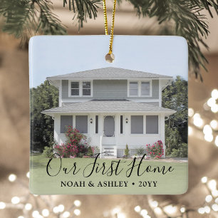 Ons eerste startpunt 2 Zwart fotoscript voor House Keramisch Ornament