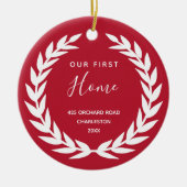 Ons eerste startpunt | Rode en witte verwarming Keramisch Ornament (Voorkant)