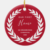 Ons eerste startpunt | Rode en witte verwarming Keramisch Ornament (Achterkant)