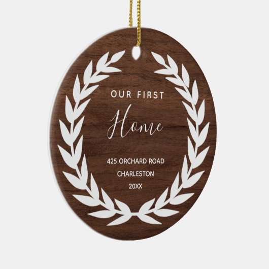 Ons eerste startpunt | Rustige bruine houten blik Keramisch Ornament (Rechts)