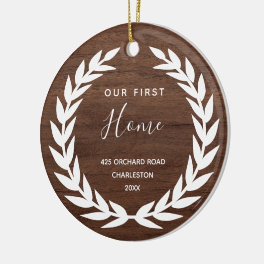 Ons eerste startpunt | Rustige bruine houten blik Keramisch Ornament (Links)