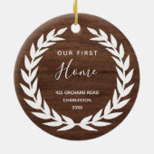 Ons eerste startpunt | Rustige bruine houten blik Keramisch Ornament (Achterkant)