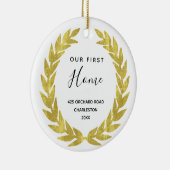 Ons eerste startpunt | Witte en gouden verwarming Keramisch Ornament (Rechts)