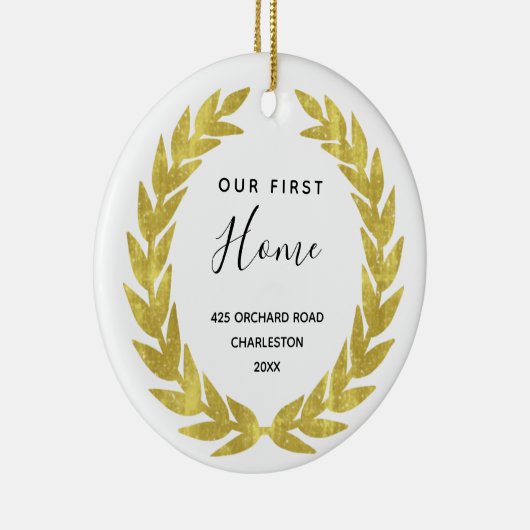 Ons eerste startpunt | Witte en gouden verwarming Keramisch Ornament (Rechts)