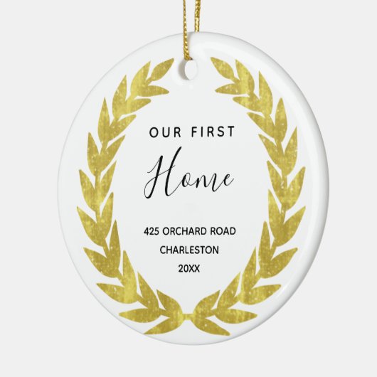 Ons eerste startpunt | Witte en gouden verwarming Keramisch Ornament (Links)