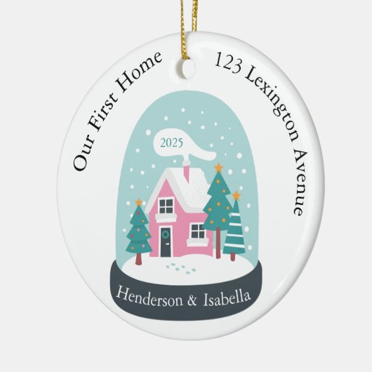 Ons eerste thuis Wereldbol Keramisch Ornament (Links)