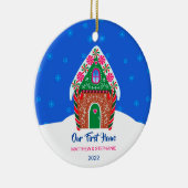 Ons eerste thuisbrood huis Elegant Blue Keramisch Ornament (Rechts)