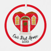 Ons eerste thuisjaar op maat metalen ornament (Voorkant)