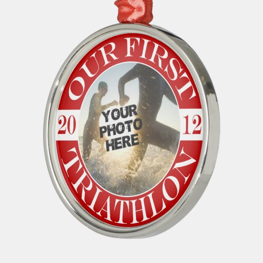 Ons eerste triatlon metalen ornament (Links)