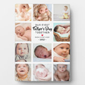 Ons eerste Vaderdag fotocollage Plaque Fotoplaat (voorkant)