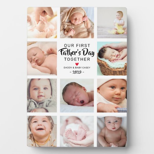 Ons eerste Vaderdag fotocollage Plaque Fotoplaat (voorkant)