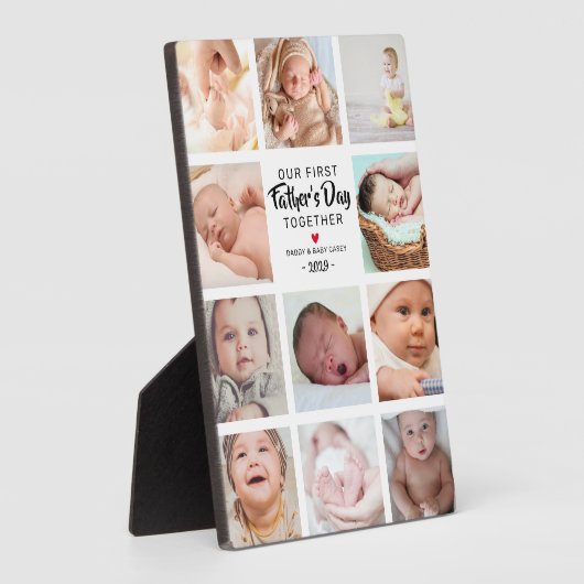 Ons eerste Vaderdag fotocollage Plaque Fotoplaat (Zijkant)