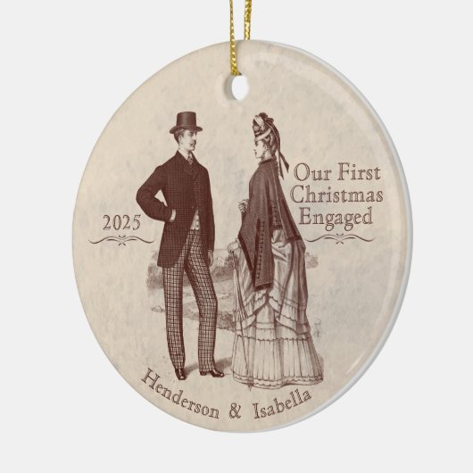 Ons eerste verloofde  echtpaar keramisch ornament (Links)